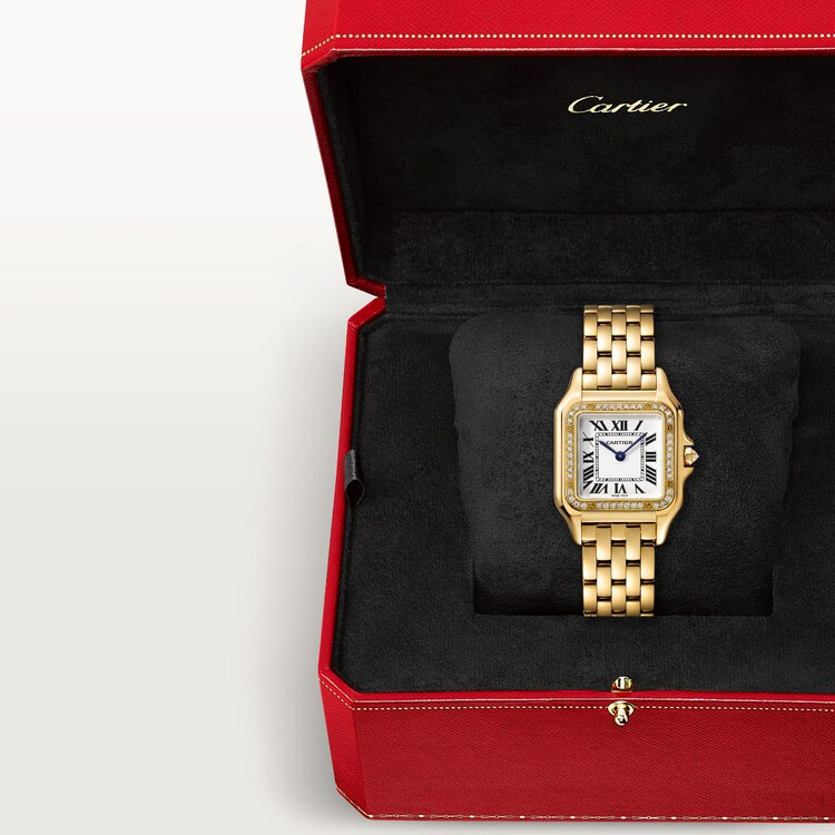 Unworn Cartier Panthère de Cartier Medium, 18k Yellow Gold, Diamonds, 27mm x 36mm, Ref# WJPN0016, Watch in box