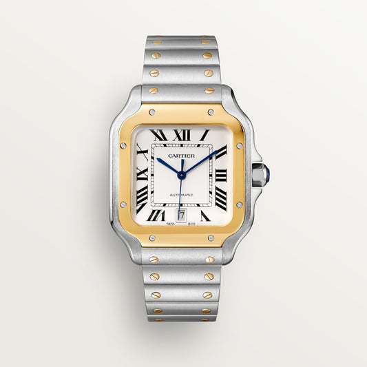Unworn Cartier Santos de Cartier, Stainless Steel and 18k Yellow Gold, 39.8mm, Ref# W2SA0009