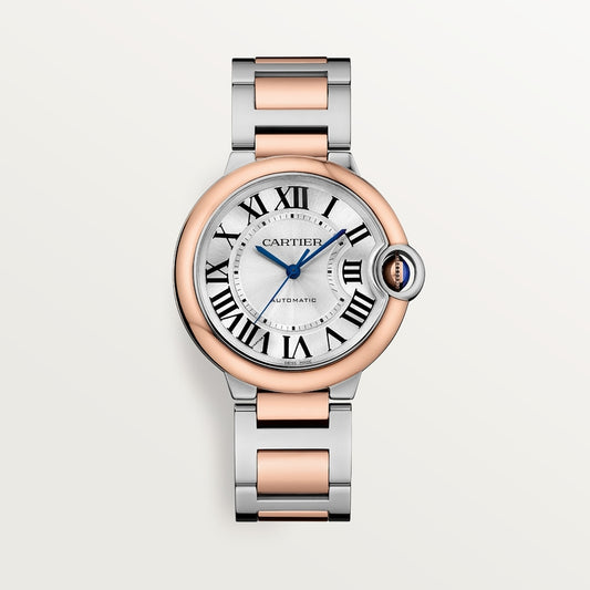 Unworn Cartier Ballon Bleu, Stainless Steel and 18k Rose Gold, 36mm, Ladies, Ref# W2BB0033