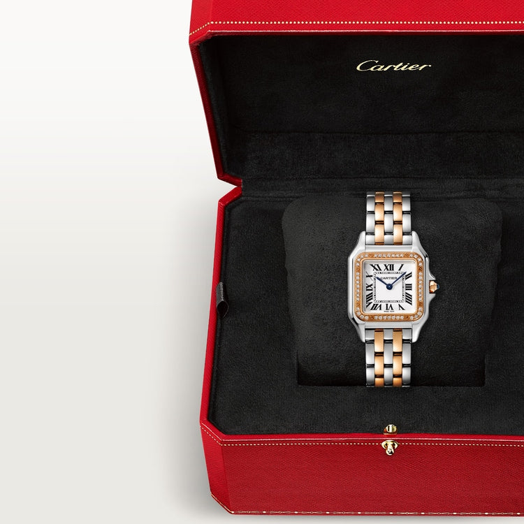 Unworn Cartier Panthère de Cartier, Stainless Steel, 18k Rose Gold and Diamonds, 29mm x 37mm, Ref# W3PN0007, Watch in box