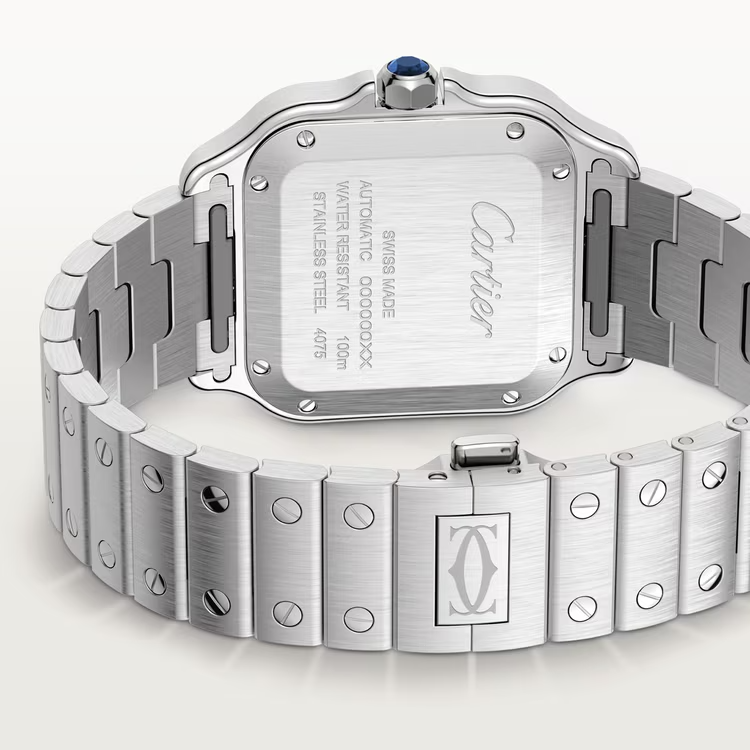 Unworn Cartier Santos de Cartier, Stainless Steel, 41.9mm x 35.1mm, Ref# WSSA0061, Main view, Back