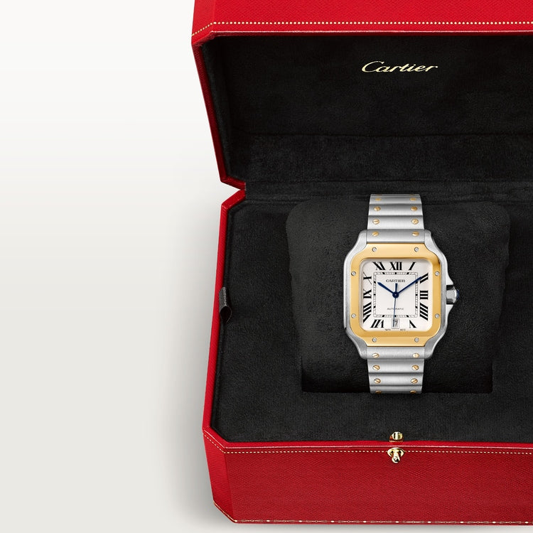 Unworn Cartier Santos de Cartier, Stainless Steel and 18k Yellow Gold, 39.8mm, Ref# W2SA0009, Watch in box
