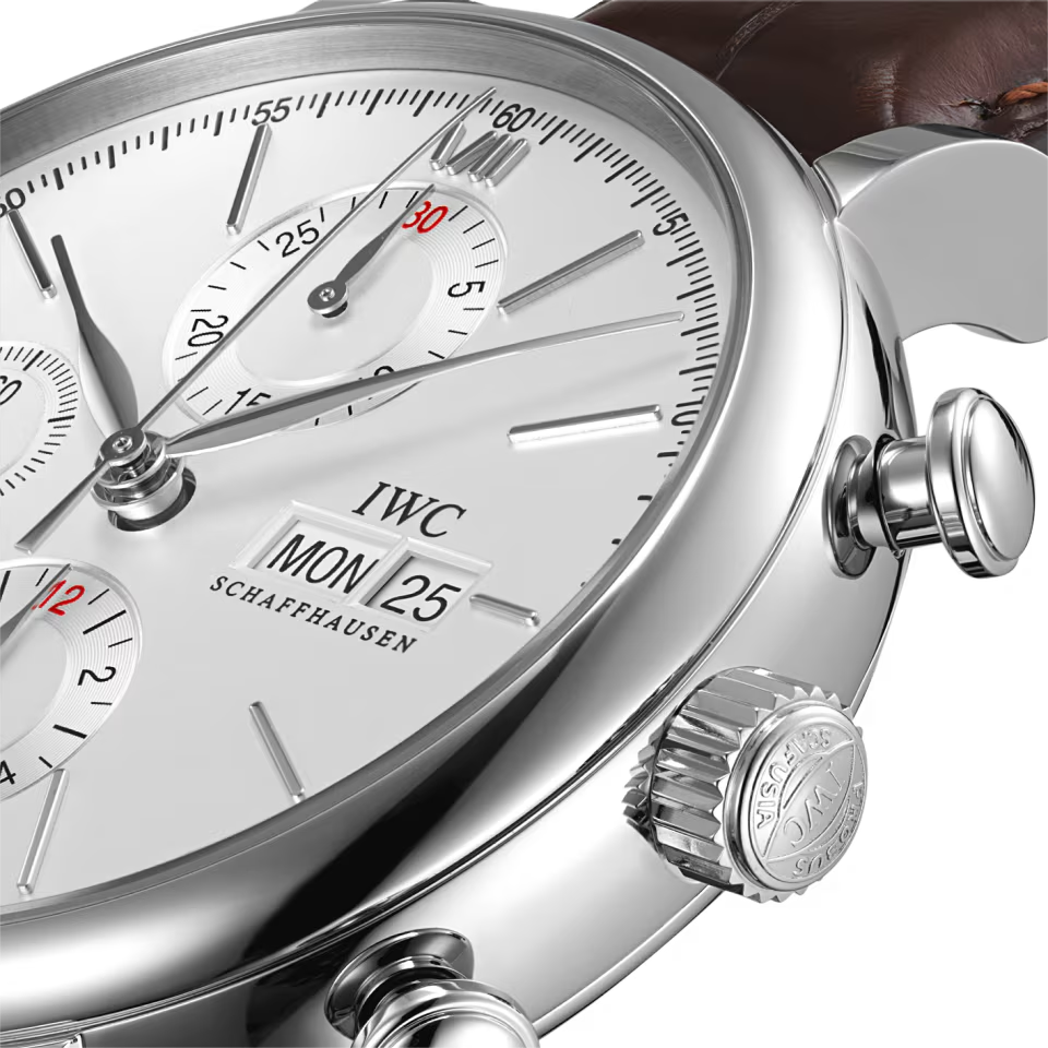 Unworn IWC Portofino Chronograph, Stainless Steel, 42mm, Ref# IW391027, Crown