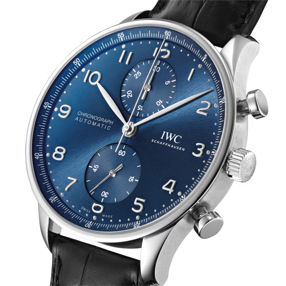 Unworn IWC Portugieser Automatic Chronograph, Stainless steel, 41 mm, Ref# IW371606, Right