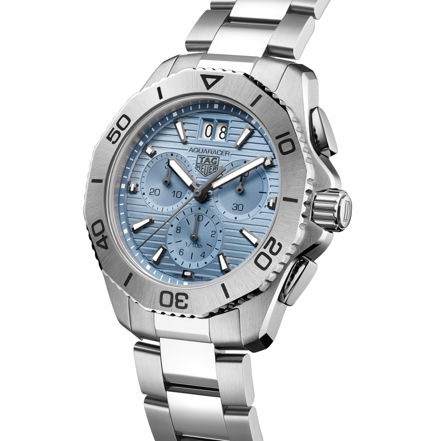 Unworn TAG Heuer Aquaracer Professional 200 Chronograph 40, Stainless Steel, Ref# CBP1112.BA0627, Dial right