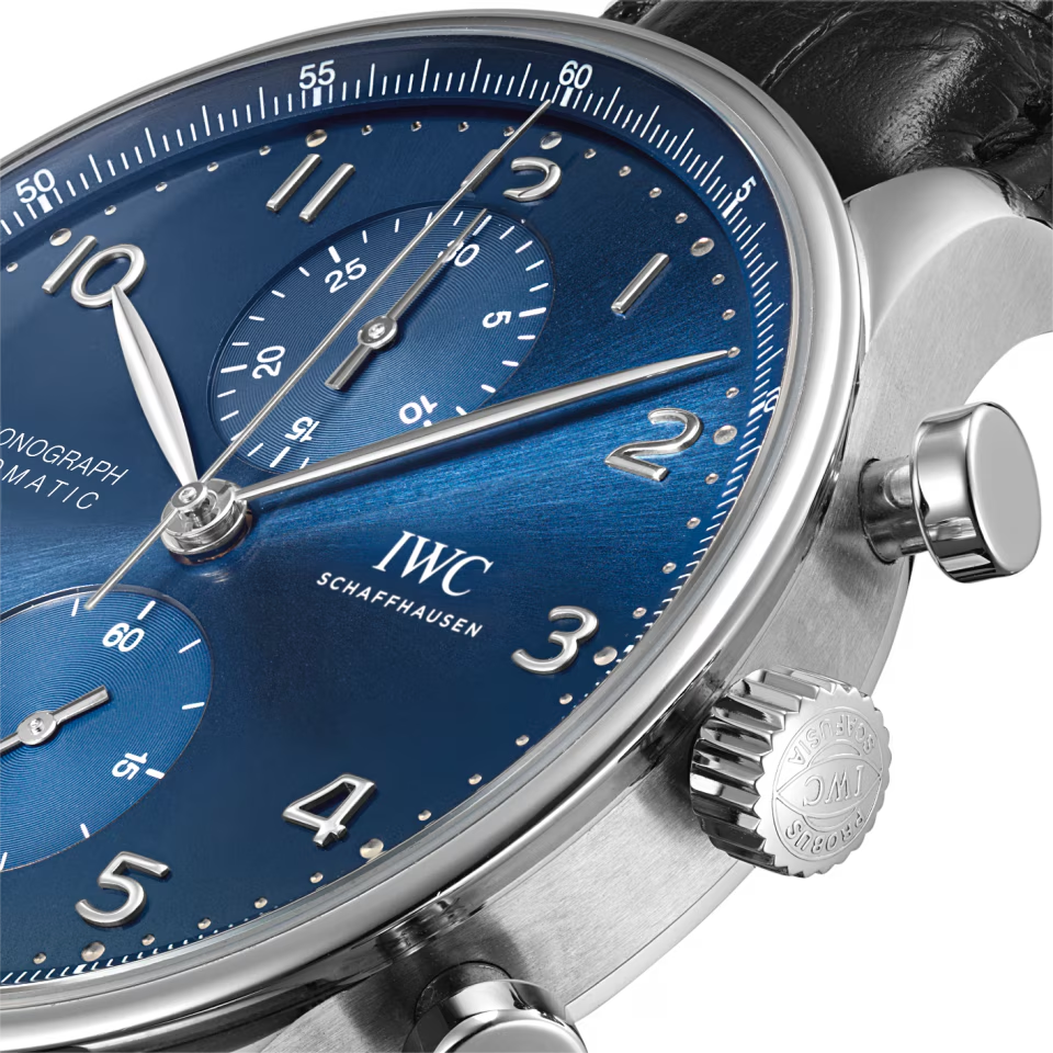 Unworn IWC Portugieser Automatic Chronograph, Stainless steel, 41 mm, Ref# IW371606, Crown