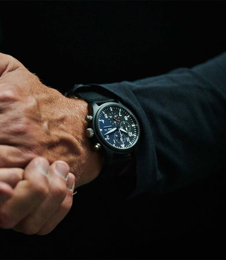 Unworn IWC Pilot’s Watch Chronograph TOP GUN 41, Ceramic, Titanium, 41mm, Ref# IW389401, Watch on hand