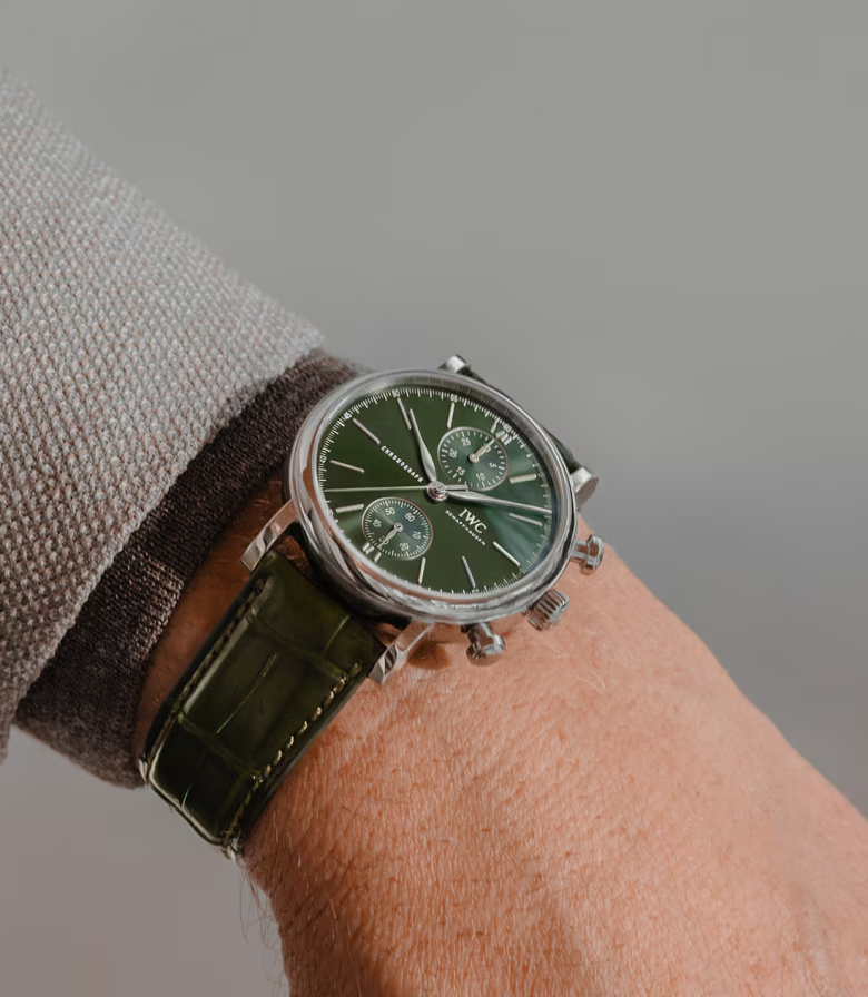 Unworn IWC Portofino Chronograph 39, Stainless Steel, 39mm, Ref# IW391405, Watch on hand