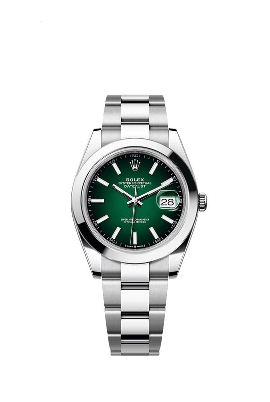 Rolex Datejust 41, Oystersteel, Green ombré dial, Smooth Oyster, Ref# 126300-0025