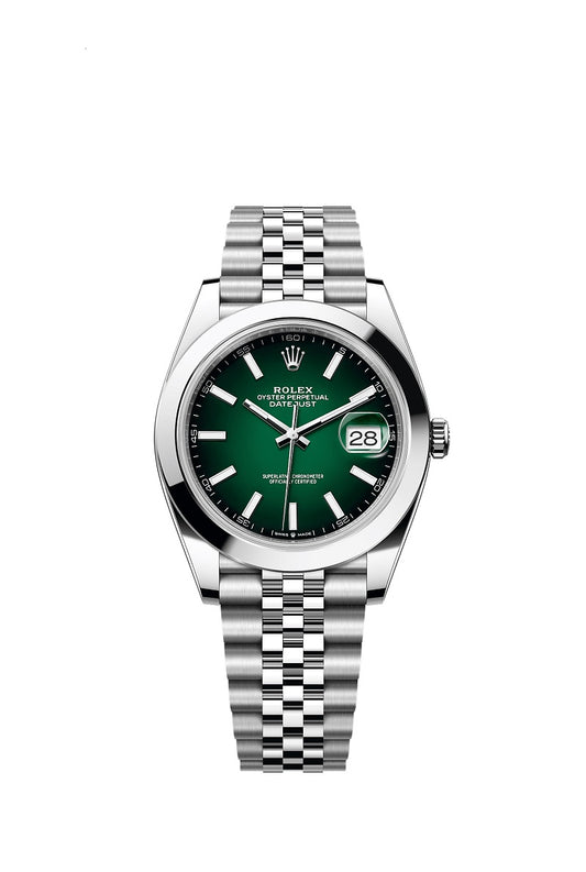Rolex Datejust 41, Oystersteel, Green ombré dial, Smooth Jubilee, Ref# 126300-0026