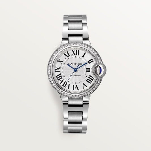 Cartier Ballon Bleu de Cartier, Stainless Steel and 50 Diamonds, 33mm, Ref# W4BB0023