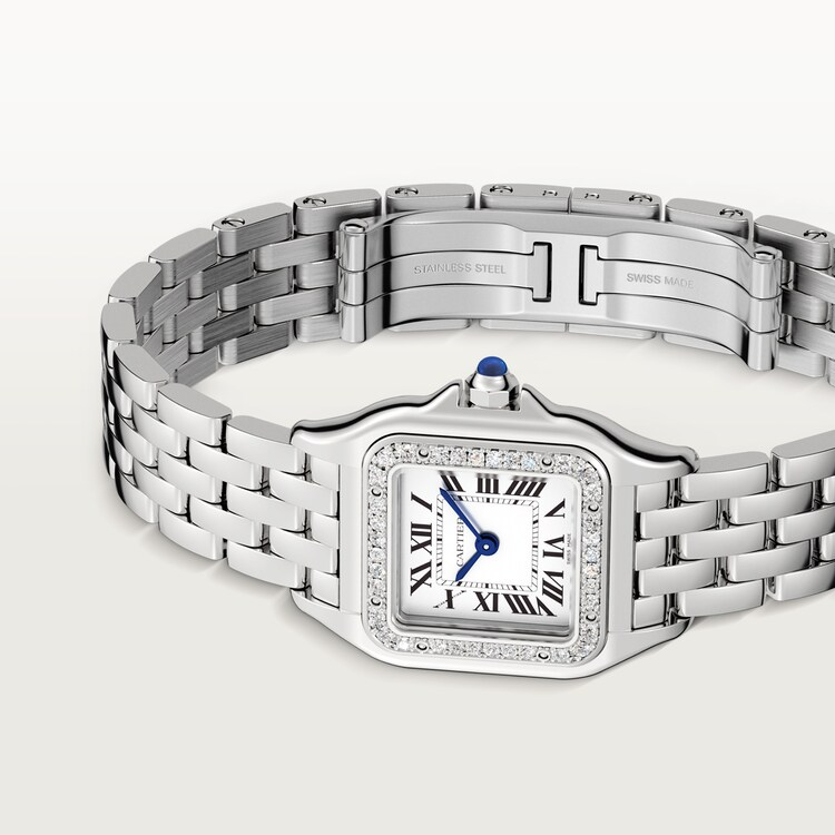 Unworn Cartier Panthère de Cartier Small, Stainless Steel, Diamonds, 23mm x 30mm, Ref# W4PN0016, Main view 1