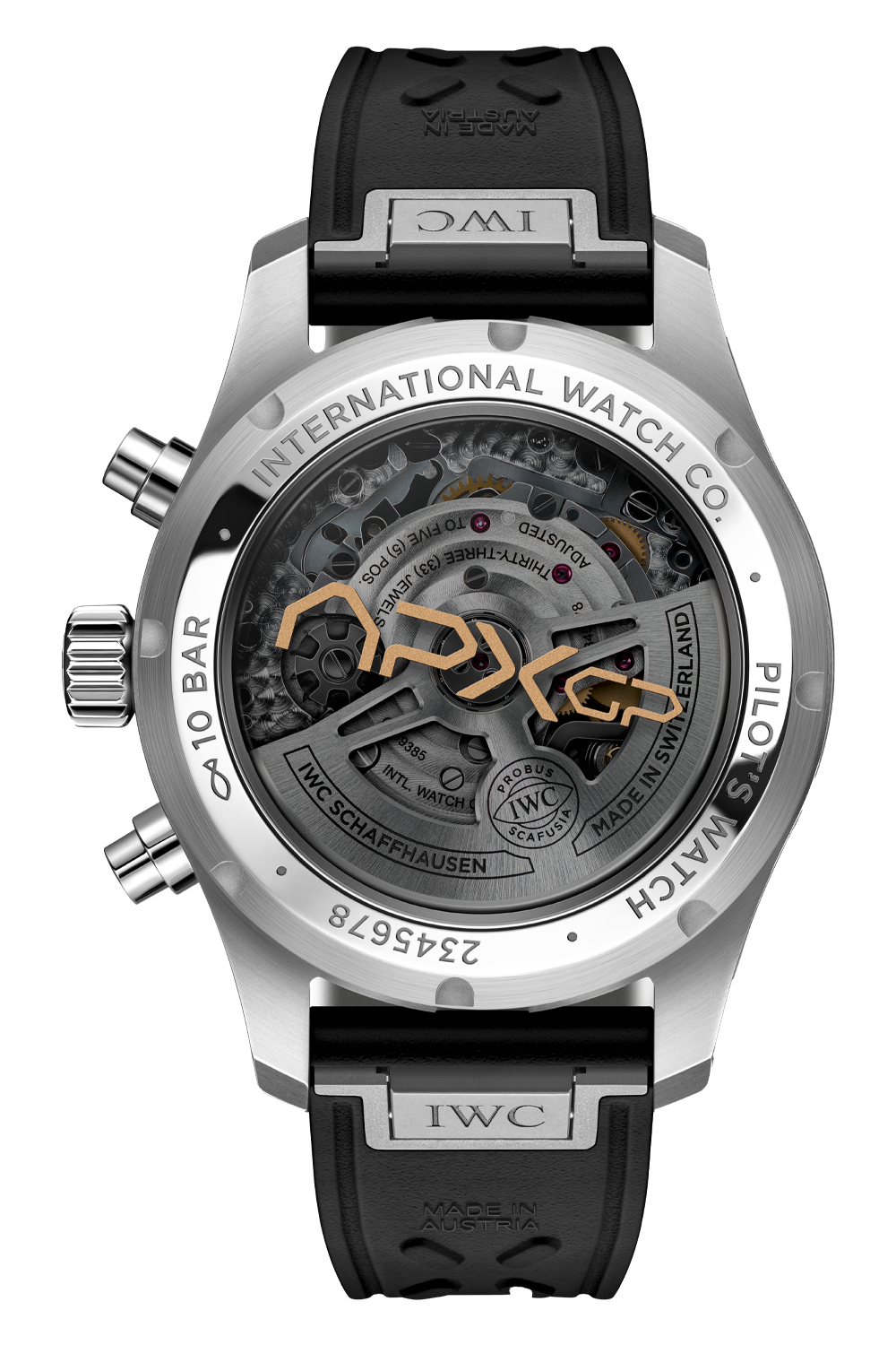 Unworn IWC Pilot’s Watch Chronograph, Stainless Steel, 43 mm, Ref# IW378009, Back