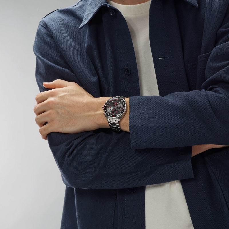 TAG Heuer Formula 1 Chronograph x Senna Special Edition, Stainless Steel and Ceramic, 44mm, Ref# CAZ201D.BA0633, Watch on hand