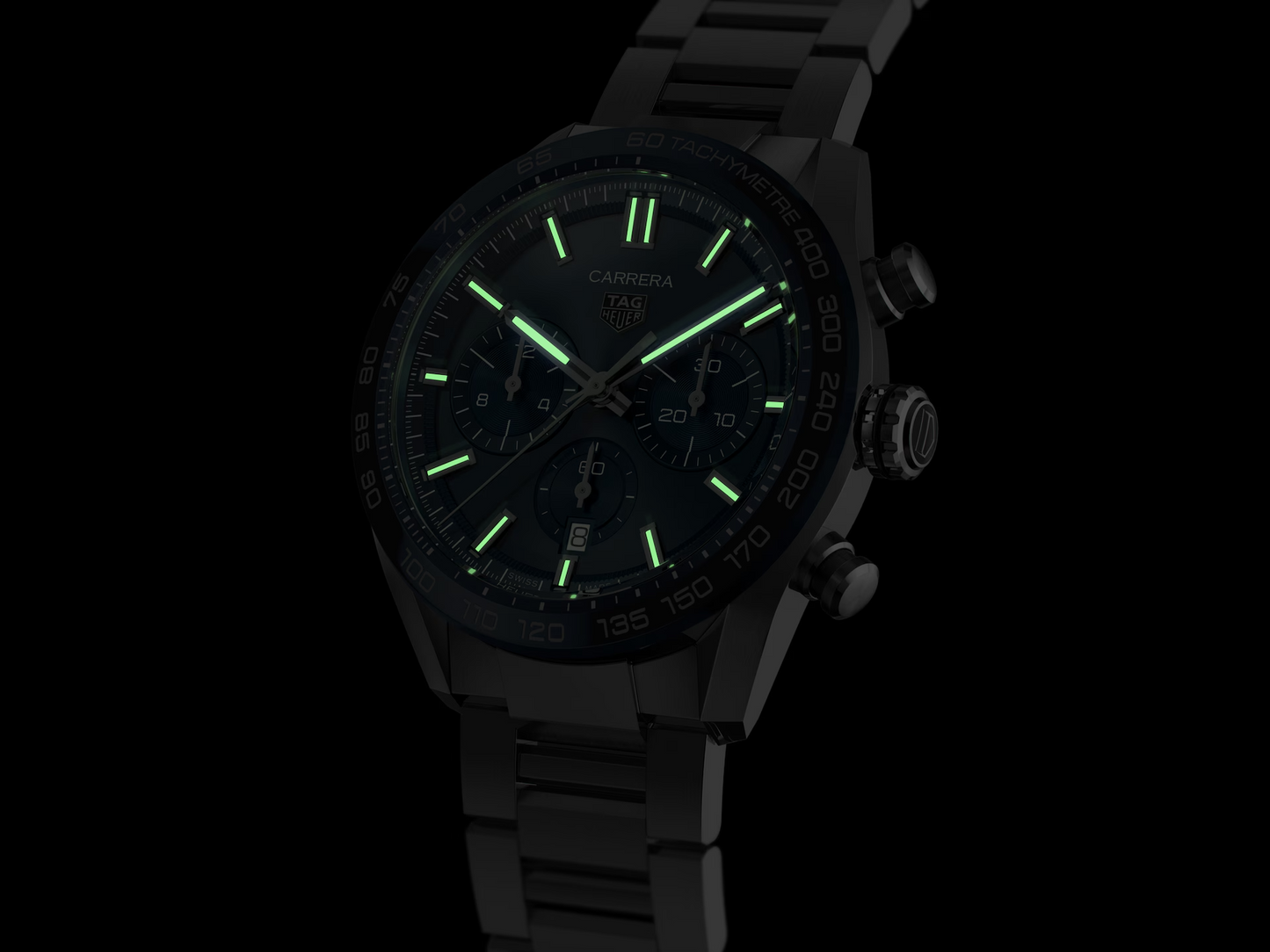 Unworn TAG Heuer Carrera Chronograph, Stainless Steel and Ceramic, 44mm, Ref# CBN2A1A.BA0643, Luminous