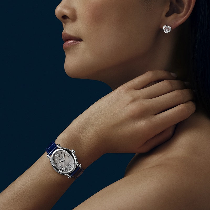 Chopard Happy Sport Oval Automatic, Stainless Steel, 7 floating diamonds, 31.3mm x 29mm, Ref# 278602-3001, Watch om hand