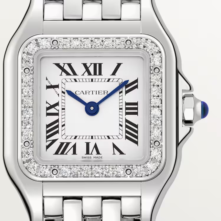 Unworn Cartier Panthère de Cartier Small, Stainless Steel, Diamonds, 23mm x 30mm, Ref# W4PN0016, Dial