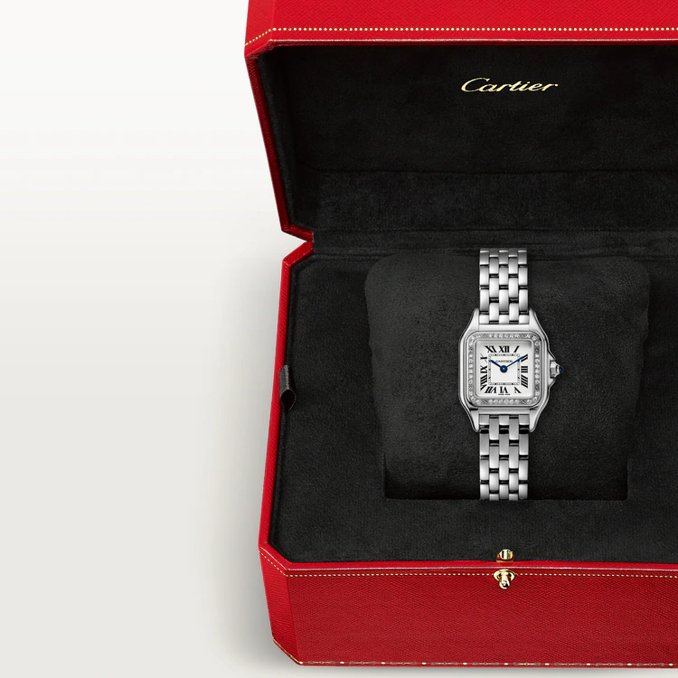 Unworn Cartier Panthère de Cartier Small, Stainless Steel, Diamonds, 23mm x 30mm, Ref# W4PN0016, Watch in box