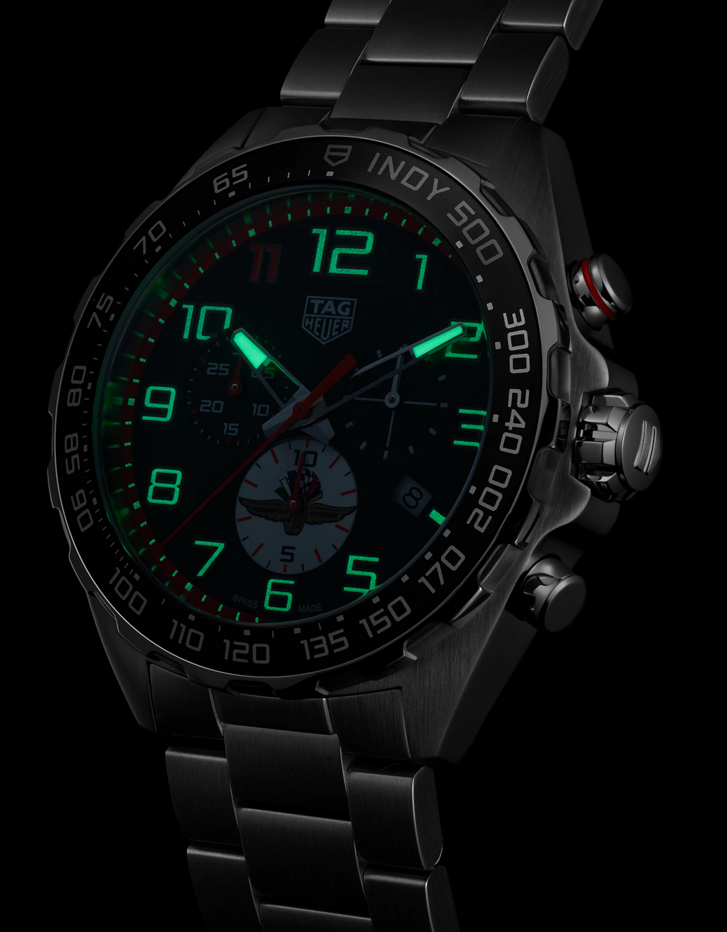 TAG Heuer Formula 1 Chronograph x INDY 500, Stainless Steel, 43mm, Ref# CAZ101AW.BA0842, Lumines
