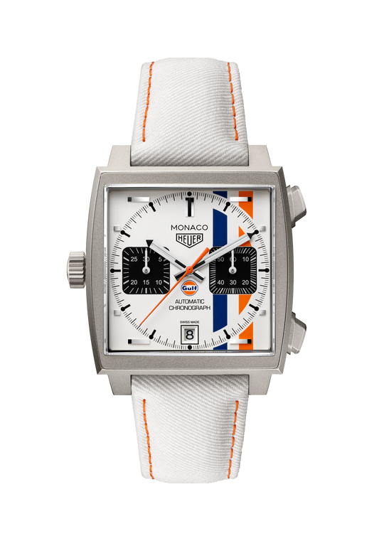 TAG Heuer Monaco Chronograph x Gulf Automatic, Titanium, 39mm, Ref# CAW218G.EB0393