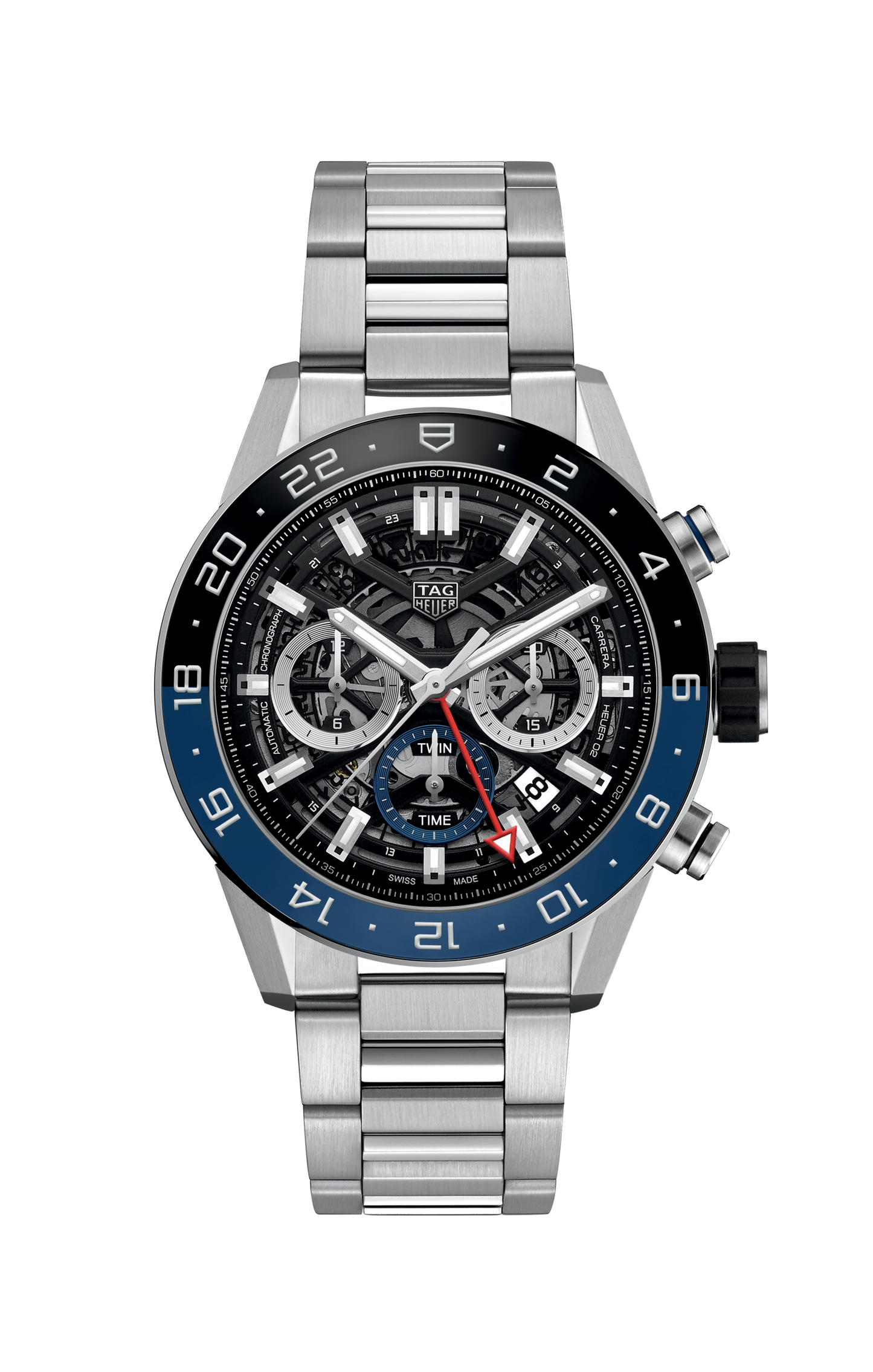 Unworn TAG Heuer Carrera Chronograph Twin-Time, Stainless Steel and Ceramic, 45mm, Ref#CBG2A1Z.BA0658