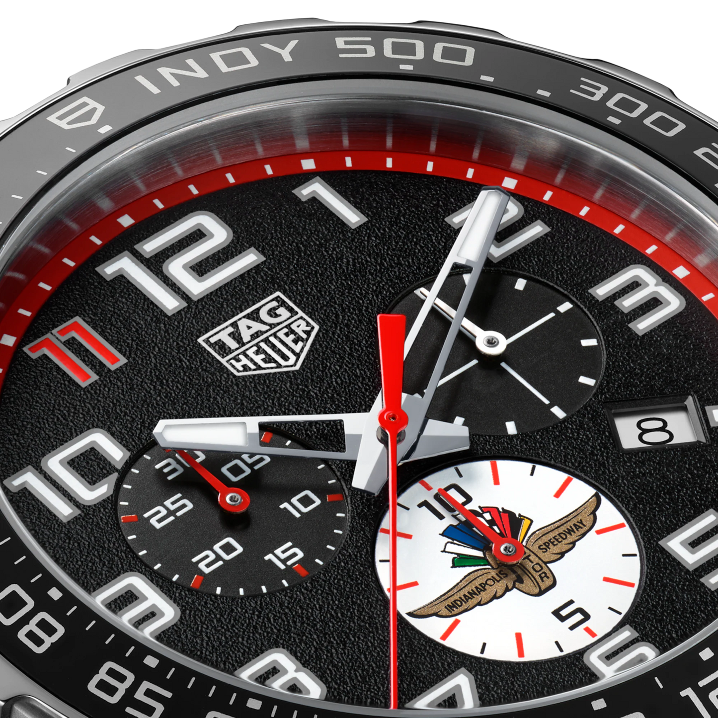TAG Heuer Formula 1 Chronograph x INDY 500, Stainless Steel, 43mm, Ref# CAZ101AW.BA0842, Hands and Markers