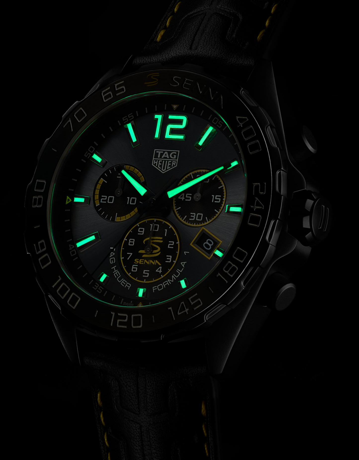TAG Heuer Formula 1 Senna Chronograph, DLC Stainless Steel, 43mm, Ref# CAZ101AJ.FC6487, Luminous