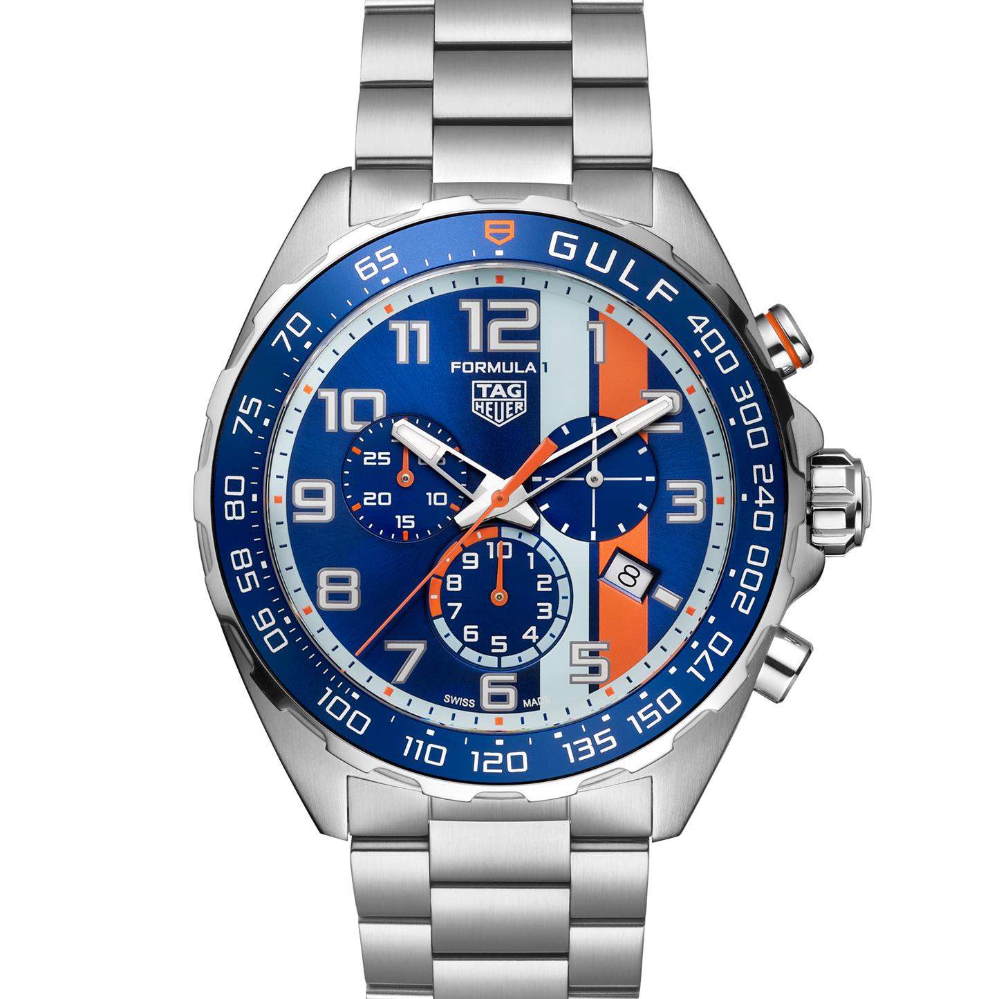 TAG Heuer Formula 1 Chronograph x Gulf, Stainless Steel, 43mm, Ref# CAZ101AT.BA0842, Dial