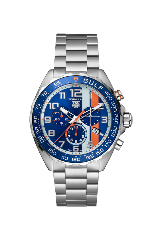 TAG Heuer Formula 1 Chronograph x Gulf, Stainless Steel, 43mm, Ref# CAZ101AT.BA0842