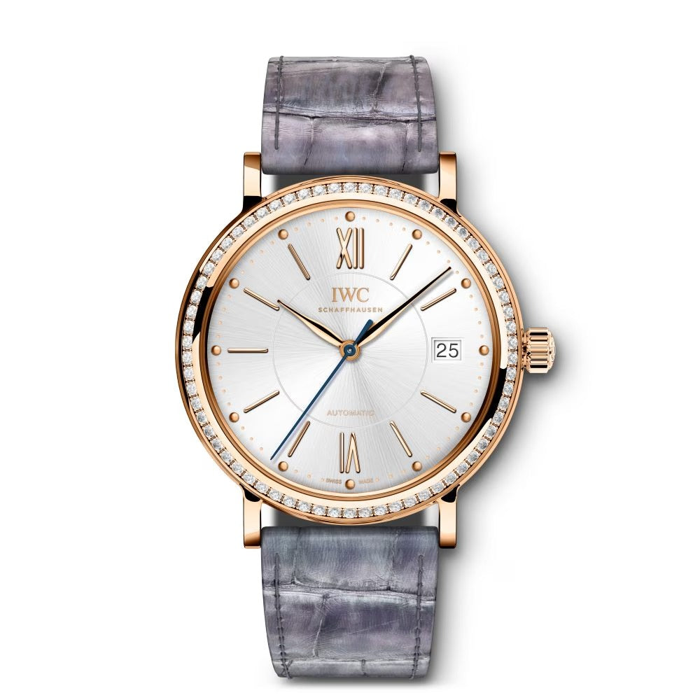 Unworn IWC Portofino Midsize Automatic 37, 18k Rose Gold set with Diamonds, 37mm, Ref# IW458107