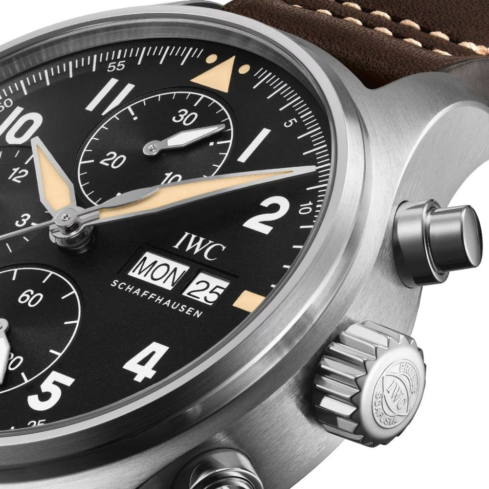 Unworn IWC Pilot's Watch Spitfire Chronograph, Bronze, 41mm, Ref# IW387903, Crown