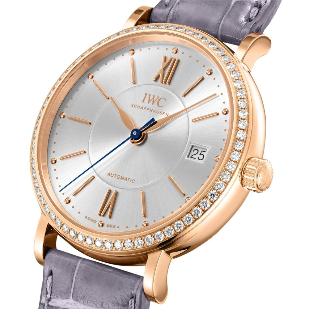 Unworn IWC Portofino Midsize Automatic 37, 18k Rose Gold set with Diamonds, 37mm, Ref# IW458107, Dial