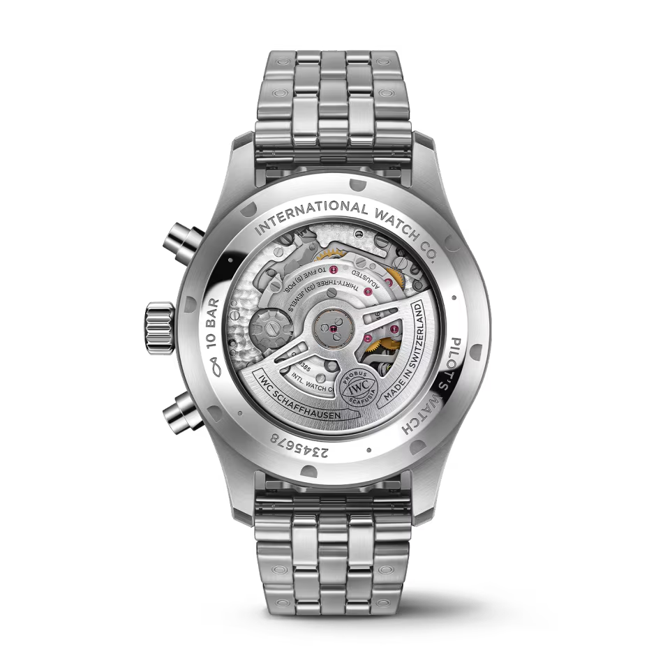 Unworn IWC Pilot’s Watch Chronograph, Stainless Steel, 43 mm, Ref# IW378006, Back