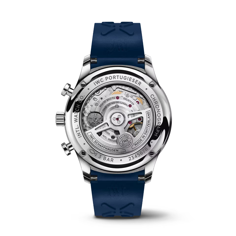 Unworn IWC Portugieser Automatic Chronograph, Stainless steel, 41 mm, Ref# IW371620, Back