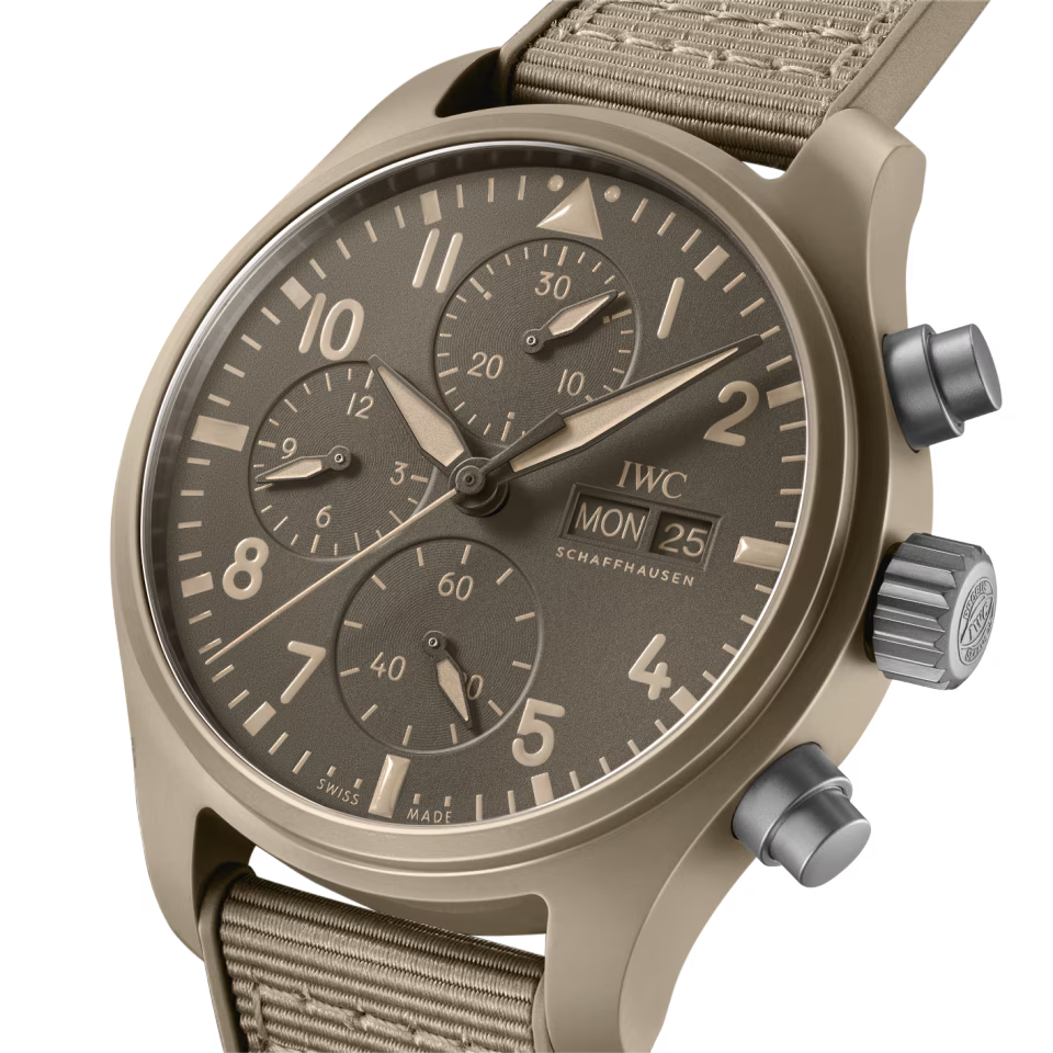 Unworn IWC Pilot’s Watch Chronograph 41 TOP GUN Mojave Desert, Ceramic, Titanium, 41.9mm, Ref# IW389402, Dial