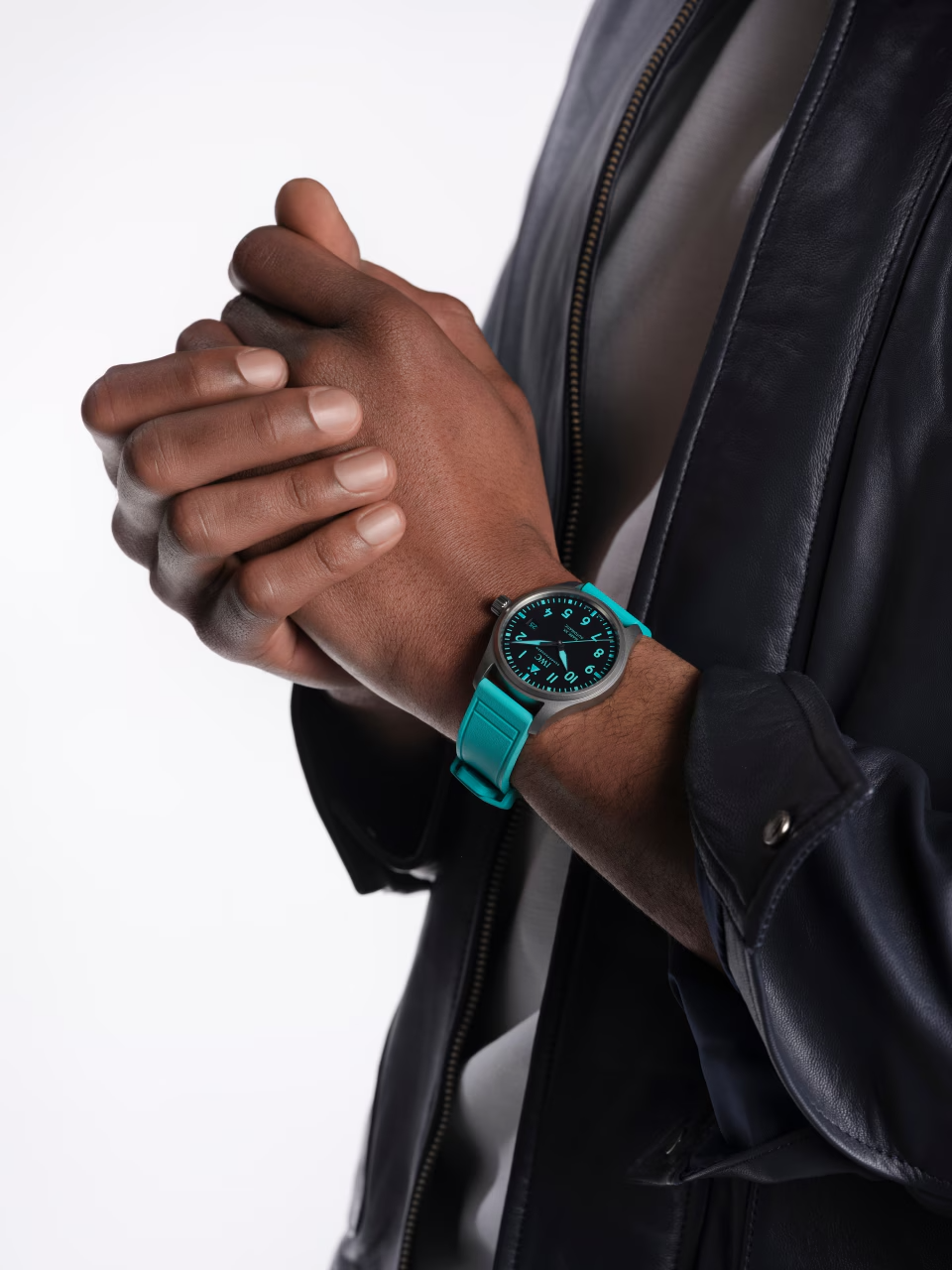 Unworn IWC Pilot’s Watch Mark XX Mercedes-AMG PETRONAS Formula One™ Team, Titanium, 40mm, Ref# IW328210, Watch on Men hand