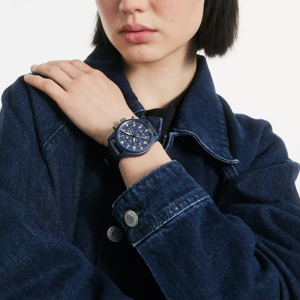 Unworn IWC Pilot’s Watch Chronograph 41 TOP GUN Oceana, Ceramic, Titanium, 41.9mm, Ref# IW389404, Watch on women hand