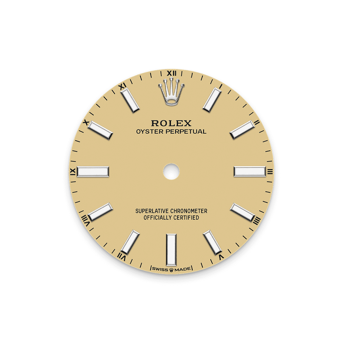 Unworn 2025, Rolex Oyster Perpetual, Oystersteel, 34mm, Beige dial, Domed Oyster, Ref# 124200-0007, box and papers, Dial
