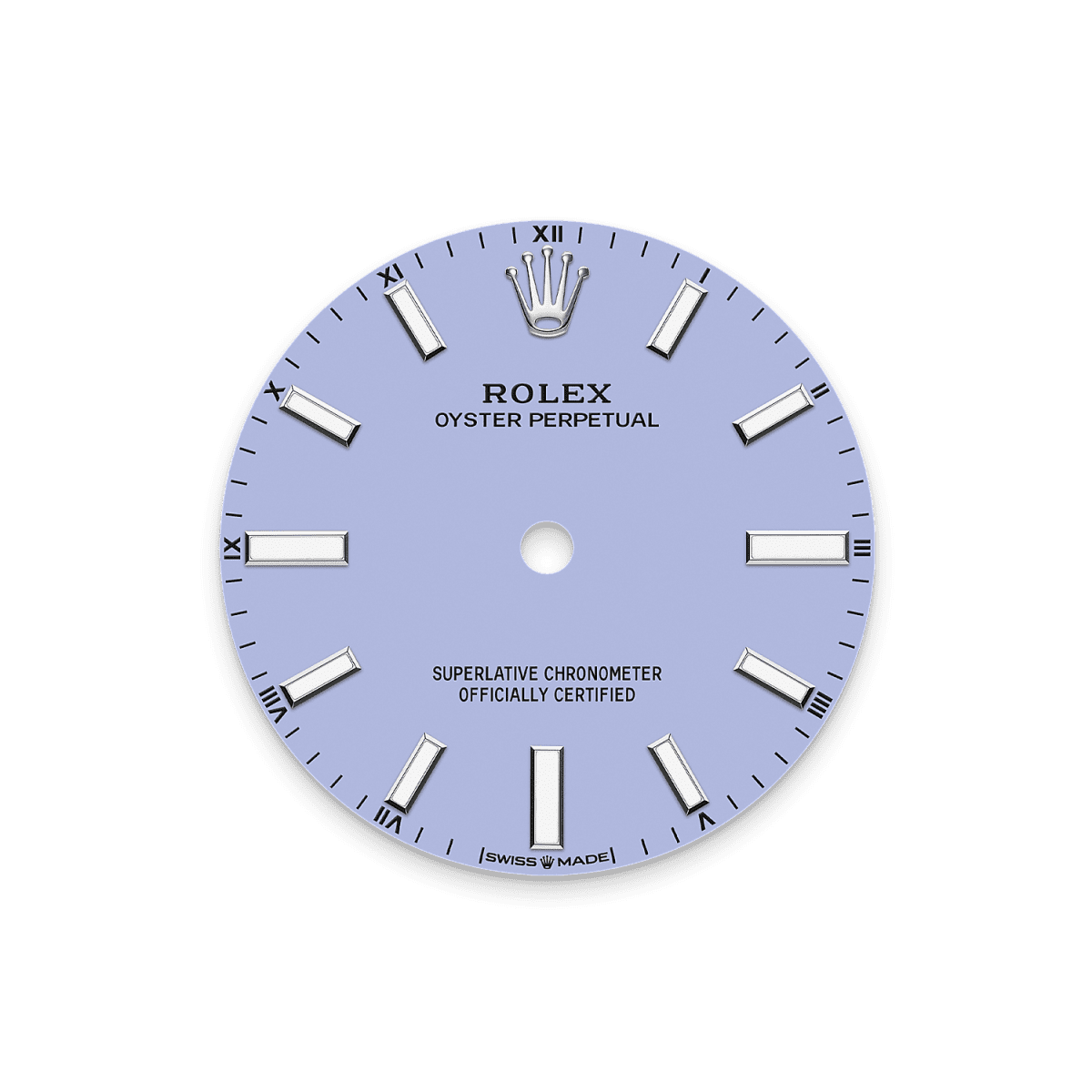 Unworn 2025, Rolex Oyster Perpetual, Oystersteel, 34mm, Lavender dial, Domed Oyster, Ref# 124200-0008, box and papers, Dial