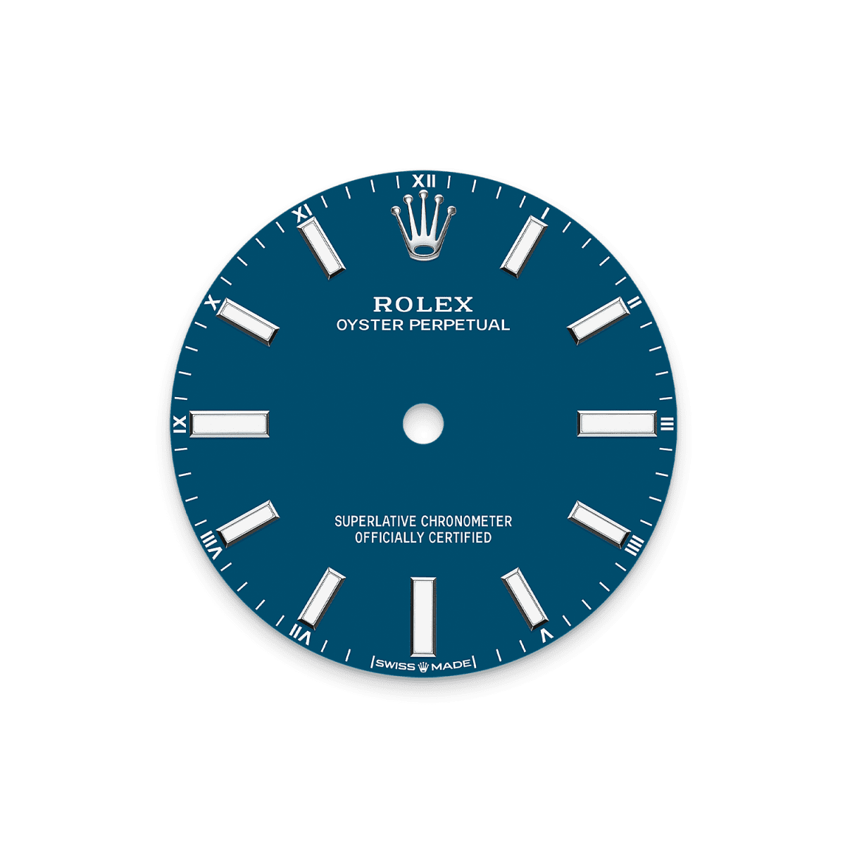 Unworn 2025, Rolex Oyster Perpetual, Oystersteel, 34mm, Blue dial, Domed Oyster, Ref# 124200-0011, box and papers, Dial