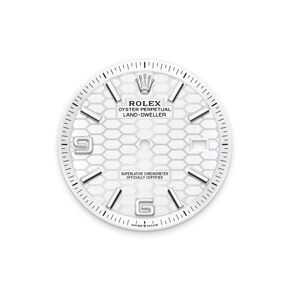 Unworn 2025, Rolex Land-Dweller 36, Oystersteel and 18k White Gold, Intense white dial, Fluted Flat Jubilee, Ref# 127234-0001, Dial