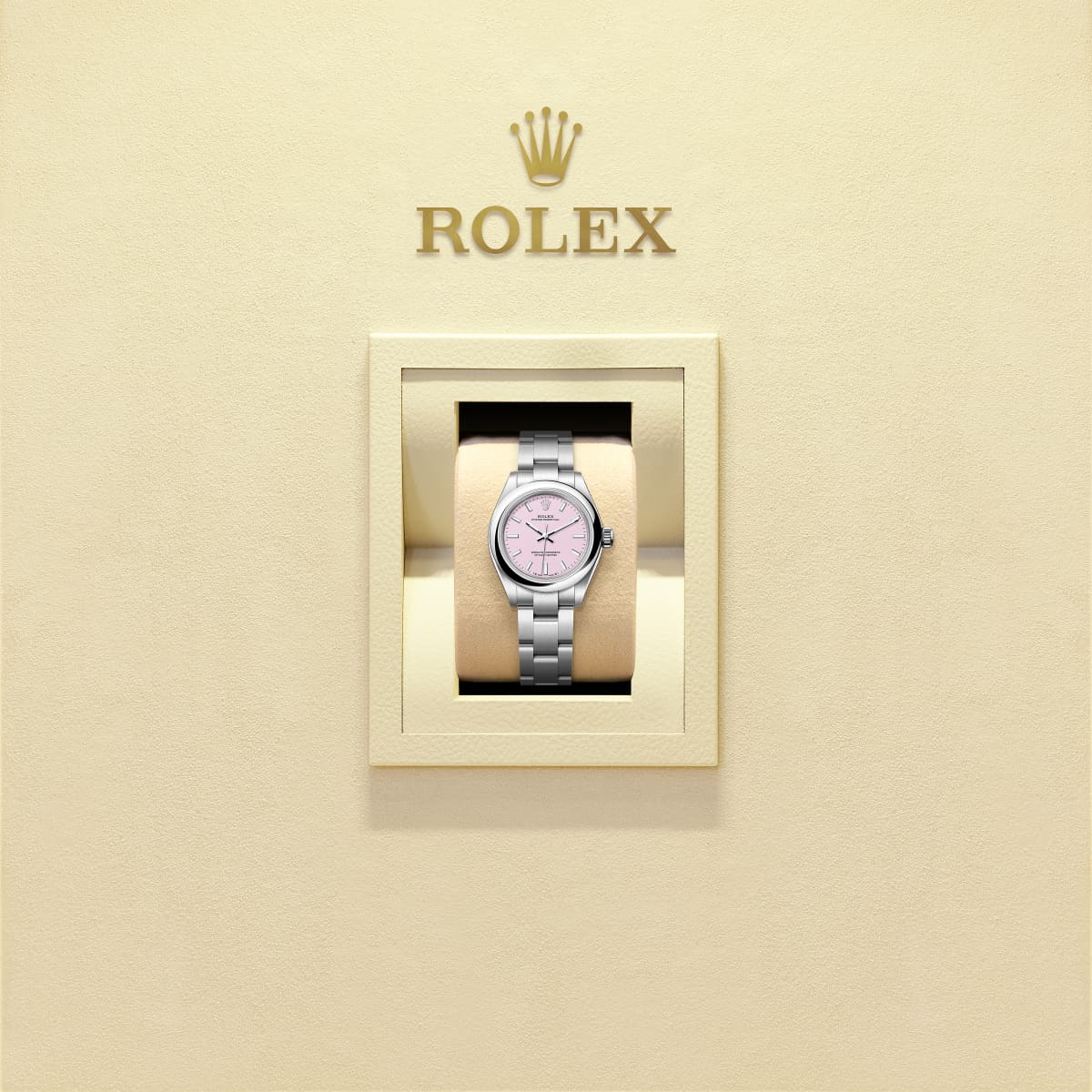 Unworn 2025, Rolex Oyster Perpetual, Oystersteel, 28mm, Candy pink dial, Domed Oyster, Ref# 276200-0009, box and papers, Watch in box