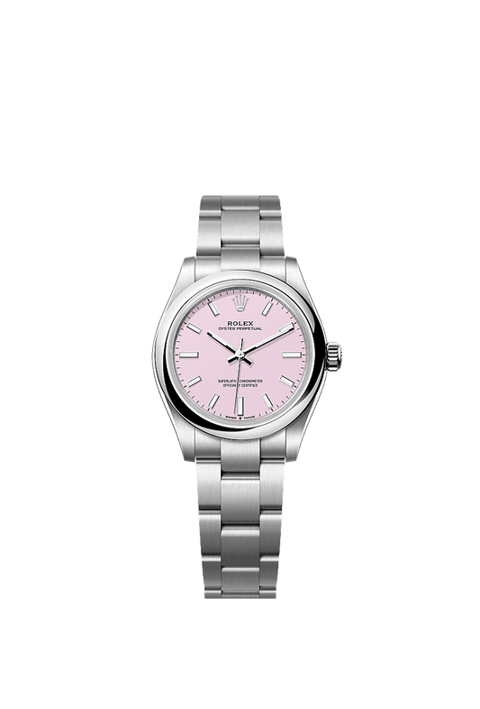 Unworn 2025, Rolex Oyster Perpetual, Oystersteel, 31mm, Candy pink dial, Domed Oyster, Ref# 277200-0009, box and papers