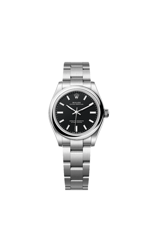 Unworn 2025, Rolex Oyster Perpetual, Oystersteel, 31mm, Black dial, Domed Oyster, Ref# 277200-0016, box and papers