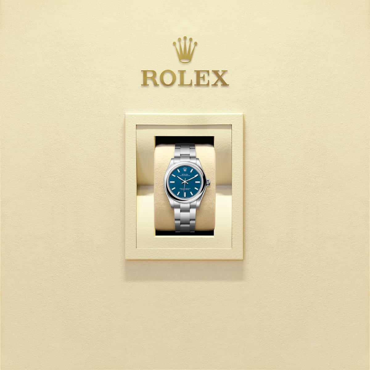Unworn 2025, Rolex Oyster Perpetual, Oystersteel, 31mm, Blue dial, Domed Oyster, Ref# 277200-0017, box and papers, watch in box