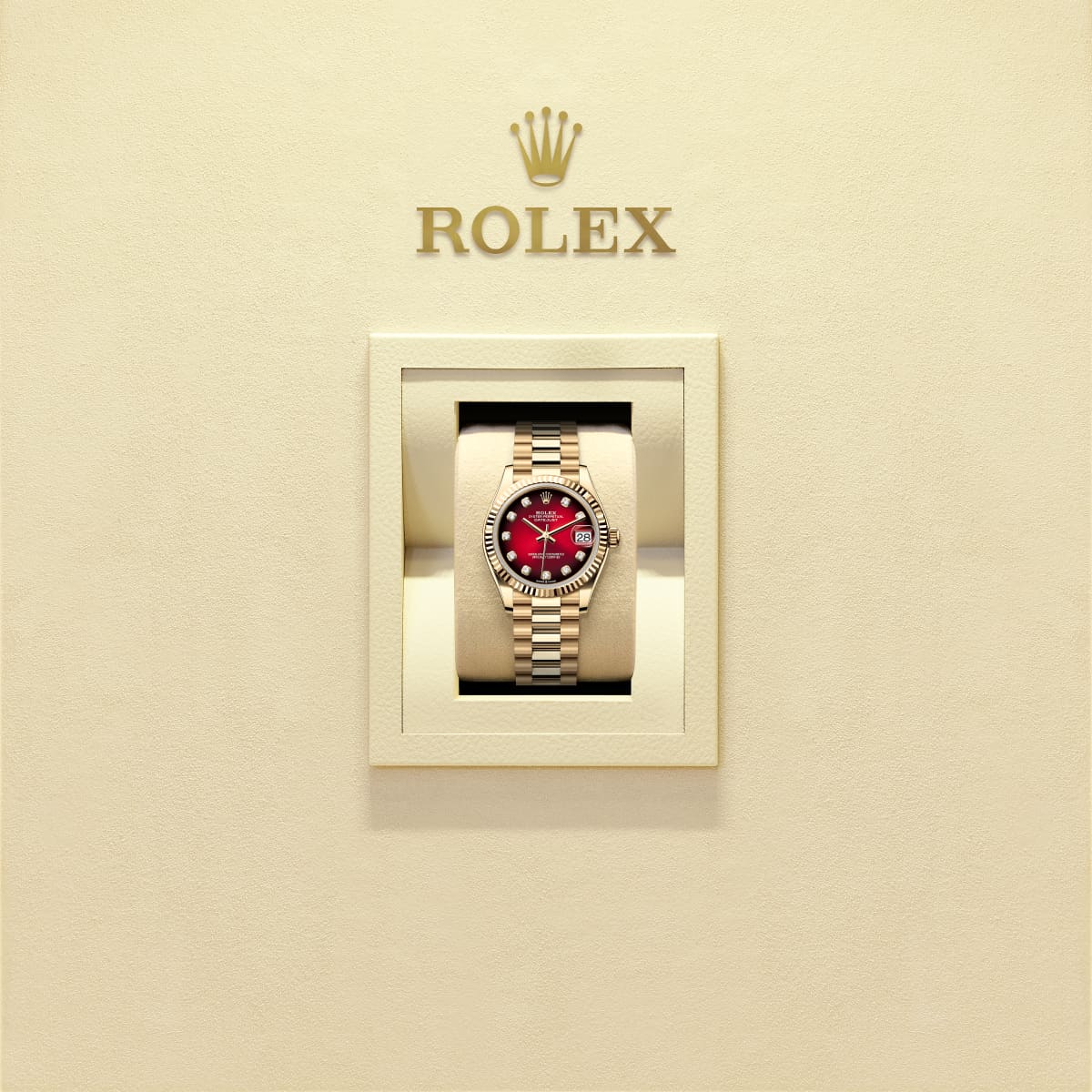 Unworn 2025, Rolex Datejust 31, 18k Yellow Gold, Diamonds, Ref# 278278-0049, box and papers, Watch in box