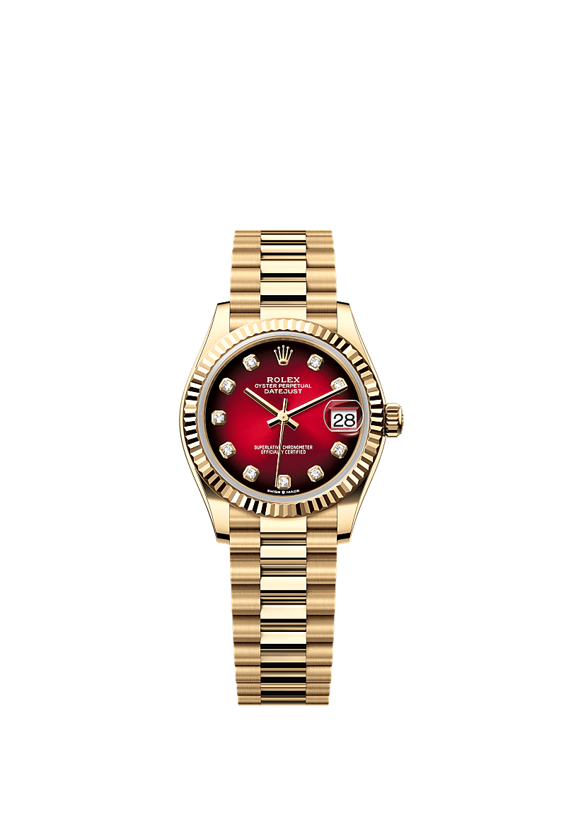 Unworn 2025, Rolex Datejust 31, 18k Yellow Gold, Diamonds, Ref# 278278-0049, box and papers