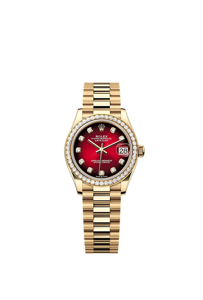 Unworn 2025, Rolex Datejust 31, 18k Yellow Gold, Diamond, Ref# 278288rbr-0041, box and papers