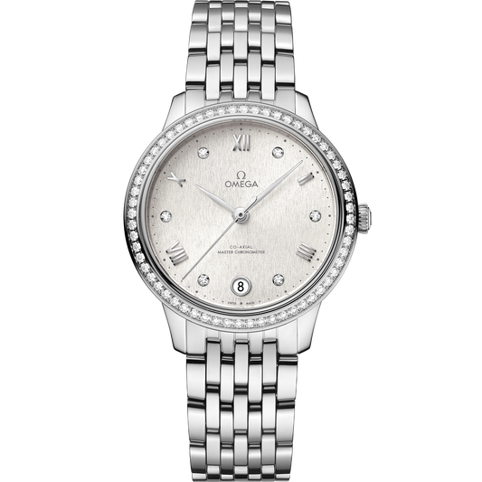 Unworn, Omega De Ville Prestige, Stainless Steel and Diamond-set, 34 mm, Ref# 434.15.34.20.52.001