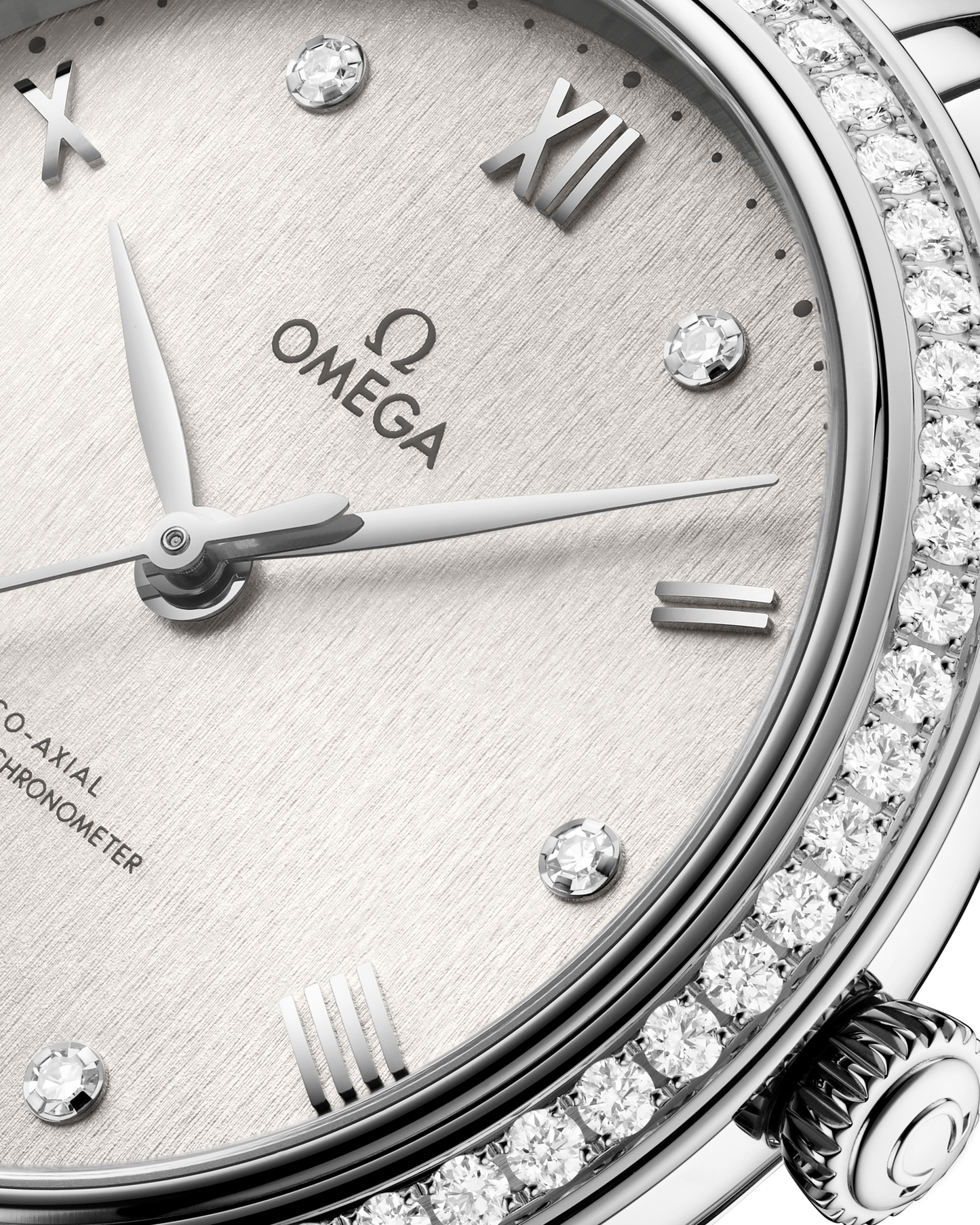 Unworn, Omega De Ville Prestige, Stainless Steel and Diamond-set, 34 mm, Ref# 434.15.34.20.52.001, Dial